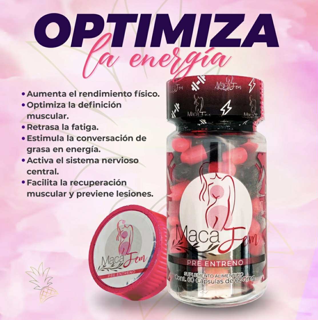 MacaFem Pre-Entreno 600mg Capsules