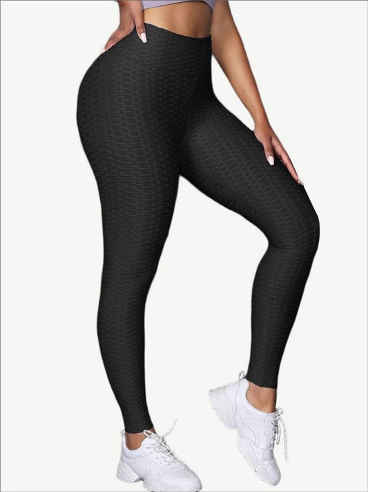 Black Ruched Yoga Legging Ankle Length High Rise