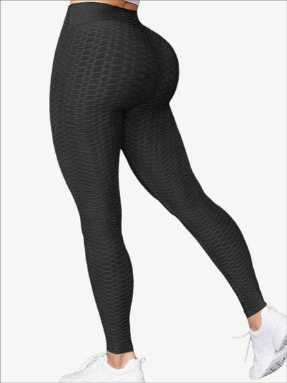 Black Ruched Yoga Legging Ankle Length High Rise