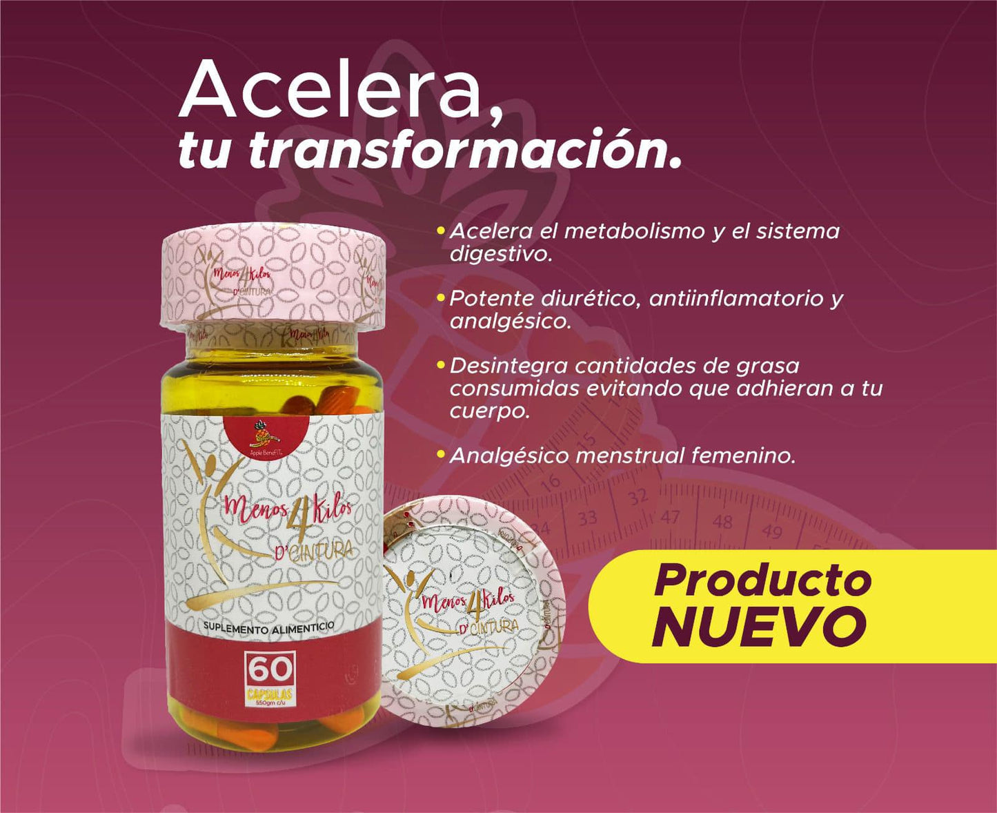 Apple BeneFIT | Menos 4 Kilos D' Cintura 550mg Capsules